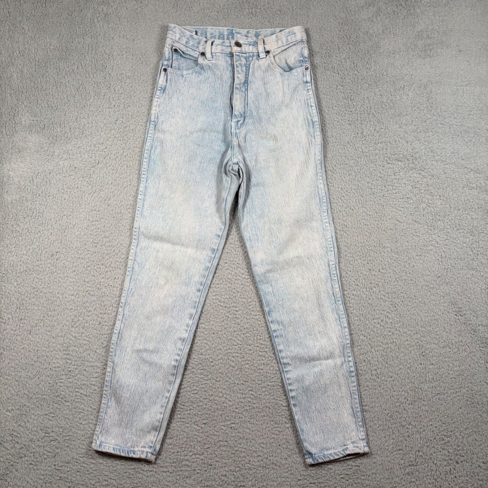 Vtg 90s Pure Jeanswear High‎ Waisted Acid Wash Tapered Mom Jeans Blue Sz 7 25x26